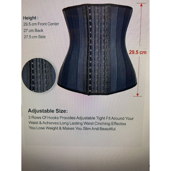 Yianna 25 Steel Boned Waist Trainer 6XL Black Adjustable Cinching Corset Shapewe - Picture 6 of 6